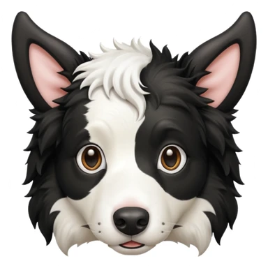 A black and white border collie has a cow's horns. sticker