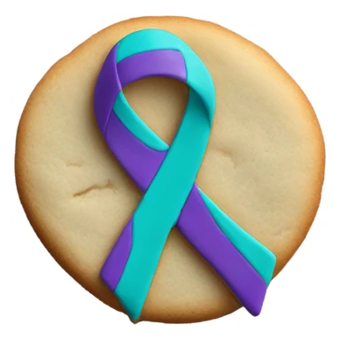 Purple teal Suicide awareness ribbon, heart cookie sticker
