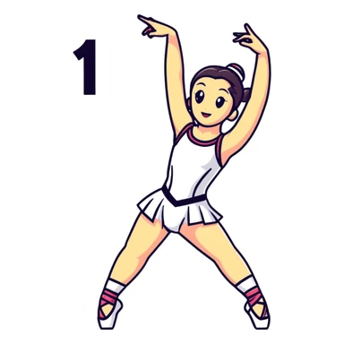 Performance dancer in dance costume holding number 1 sticker
