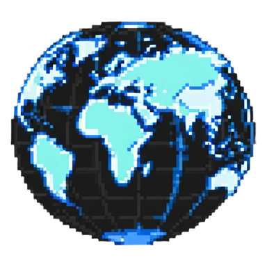 pixel art style globe with VPN spoofing and digital security sticker