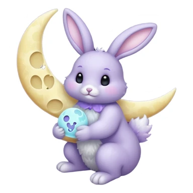 A Lavender bunny holding a moon 🌙 🐰 sticker