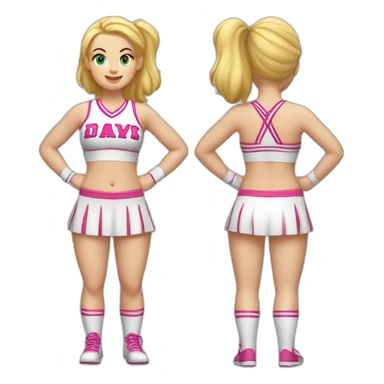 Full body Caucasian curvy cheerleader back and front views sticker