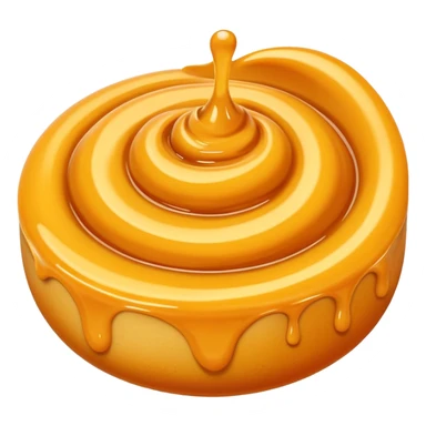small swirl or dollop of rich yellow-orange sauce with creamy velvety texture, warm golden tones, glossy surface with subtle ridges and soft peaks, suggesting depth and spice, soft lighting, subtle shadows, emoji scale sticker