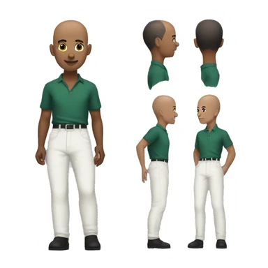 Riaan black, hair black,white shirt,and dark reen pants 4 foot 7 kinda bald sticker