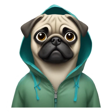 Pug wearing a rain jacket  sticker