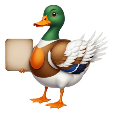 Duck holding large blank sign sticker