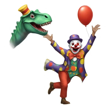 Clown throwing a dinosaur sticker