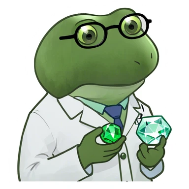 bufo doctor holding a green gem sticker