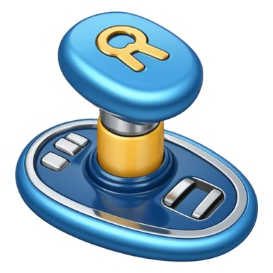 blue car gear shift stick with R for reverse highlighted sticker