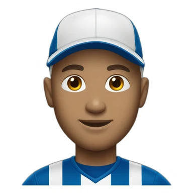 Bald soccer player with baseball cap sticker