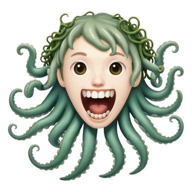 A open  with spiraling teeth and seaweed tentacles ￼ sticker