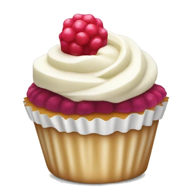 Vanilla cupcake with white icing and raspberry on top sticker