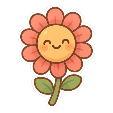 cartoon sticker of a smiling flower in cartoon style, colorful and cheerful, no text, suitable for WhatsApp and Instagram sticker