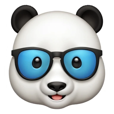 cute panda emoji with a cool expression, flat digital style, isolated on white background, emoji icon style sticker