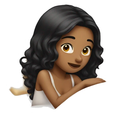 Girl with black hair going to bed sticker