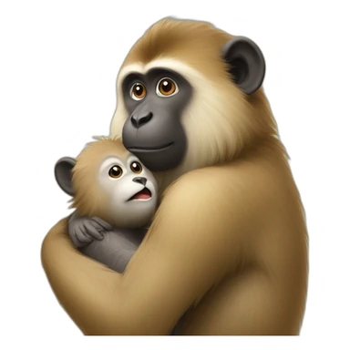 Monkey petting a eurasier sticker
