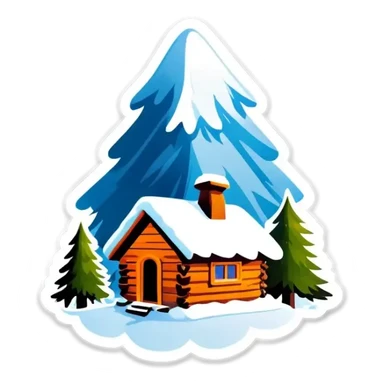 Eine Hütte im Wald mit einer Glaskuppel auf dem Dach, Winterlandschaft, Schnee und Nordlichter am Himmel sticker