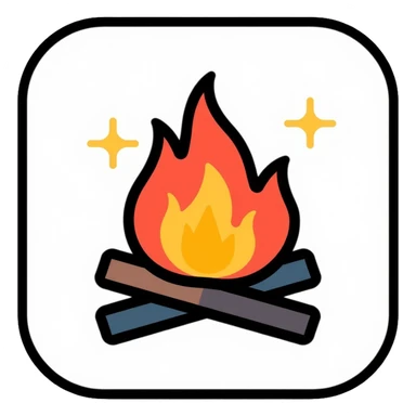 campfire with social elements, app icon sticker