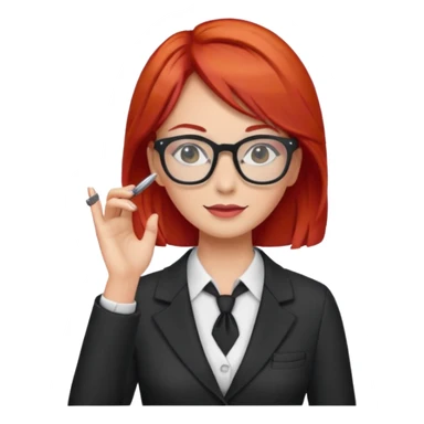 tailor woman with red hair and glasses sticker