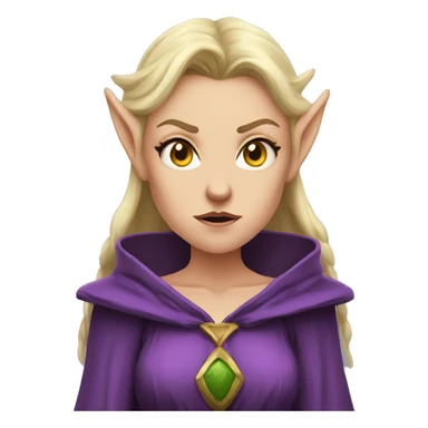 disgusted angry, Noble female Elf with Elf ears and blonde hair and purple robes sticker