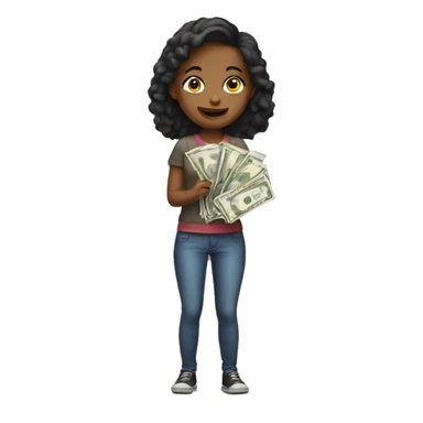 Girl holding cash sticker