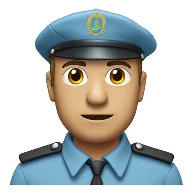 penitentiary policeman dressed in light blue with a light blue beret with flame frieze, and frogs on the neck and the Italian flag sticker