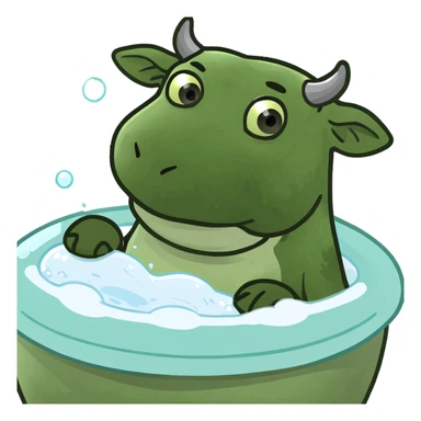 Cow in a bubble bath sticker