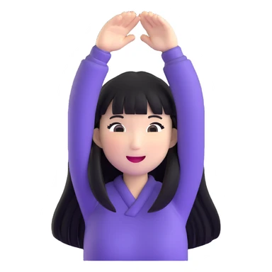 Asian woman with long black straight hair with bangs cheering for Doosan Bears baseball team sticker