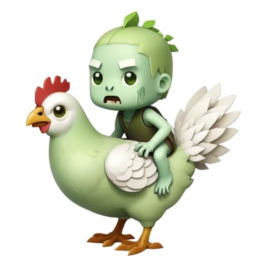 small square-shaped Minecraft baby zombie riding a tiny white chicken sticker