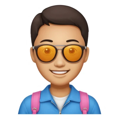 Photorealistic Chinese tourist wearing sunglasses sticker