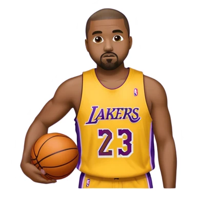 Kanye wearing Lakers basketball jersey sticker