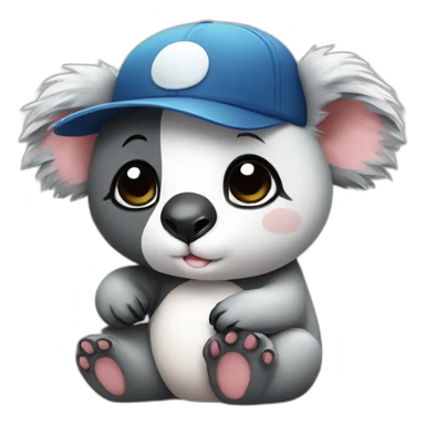 Koala with cap kissing a panda cute sticker