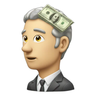 man thinking, brain, money sticker