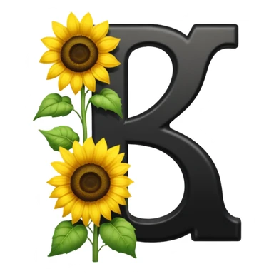 Black capital letter Y with sunflowers sticker