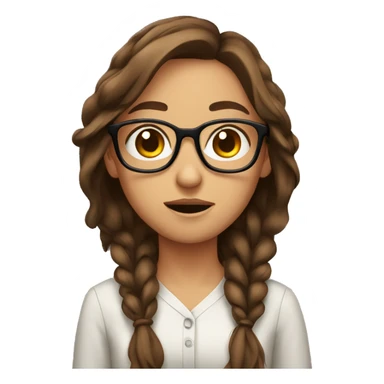 girl brown hair glasses shrugging sticker