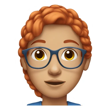 teenage girl with dyed red hair,blue eyes and clear glasses sticker