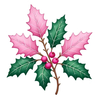 pink holly with white leaves christmas sticker