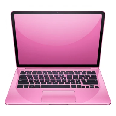  pink pink laptop with a sleek modern design, open screen, soft lighting and reflections, minimal aesthetic, isolated on transparent background, realistic style sticker