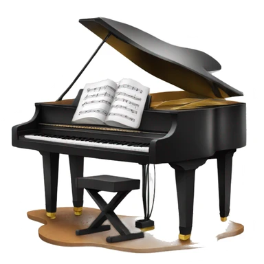Piano with notes 🎶 around the piano and some headphones on the piano sticker