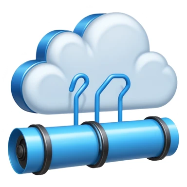 blue cloud with a conveyor belt and code symbols, symbolizing Azure Pipelines sticker