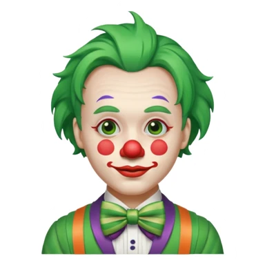 Clown with striped bow tie, green hair sticker