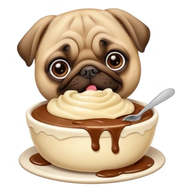 Pug eating pudding sticker