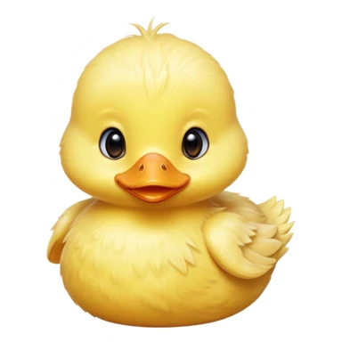 Cinematic Cute Yellow Baby Duck Portrait Emoji, Head tilted playfully and inquisitively, featuring a fluffy, vibrant yellow downy coat with a tiny delicate beak, round, sparkling eyes filled with curiosity, Simplified yet irresistibly adorable features, highly detailed, glowing with a warm, friendly glow, high shine, affectionate and spirited, stylized with a touch of playful whimsy, bright and endearing, soft glowing outline, capturing the essence of a mischievous yet loving duckling, so playful it feels like it could peep out of the screen and into your arms! sticker