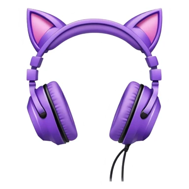 purple gaming headphones with cat ears sticker