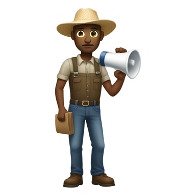 A white farmer using a megaphone sticker