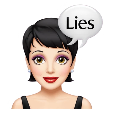 Liza Minelli with a speech bubble that says "Lies" sticker