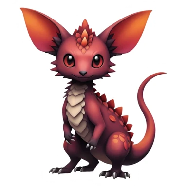 Gothic reddish Dark bright warm-gradient edgy exotic painted Fakémon-Pokémon-Trico-Vernid-creature sticker