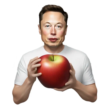 Elon musk eating a red apple sticker