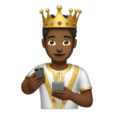 White young king useing phone sticker