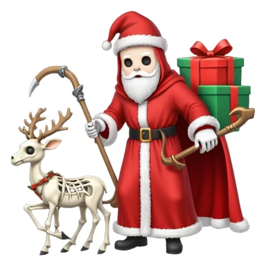 the Grim reaper dressed as Santa.... What gifts would be in his Sleigh.... What would his Sleigh likely look like.... Would the reindeer be skeletons, or ordinary reindeer sticker